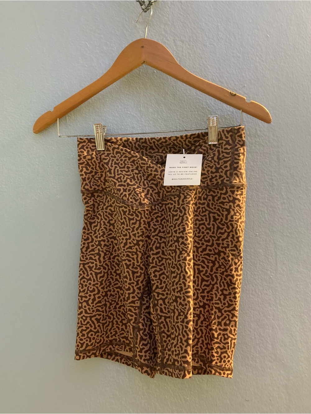 High-Rise Brown Printed Athletic Bike Shorts